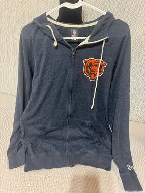 NFL Navy Zip Hoodie with Orange Bear Logo